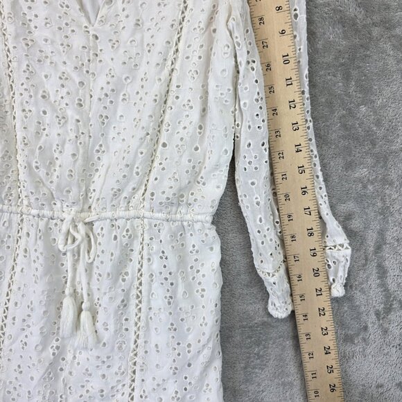 Joie Dress Womens Extra Small White Eyelet Lace Tassel Lined Viscose Boho Mini - Picture 5 of 10